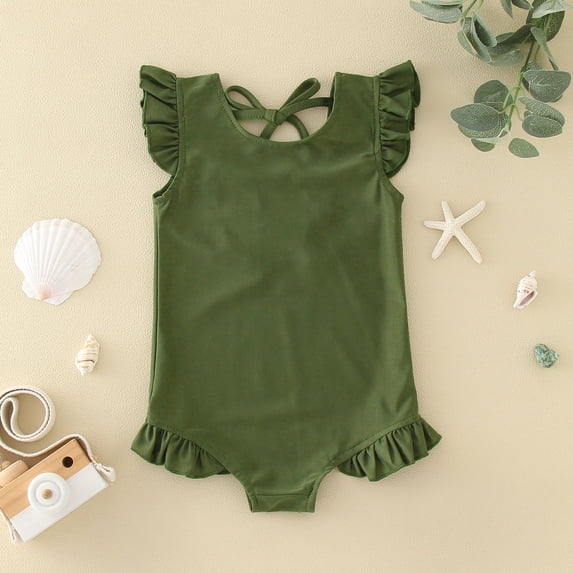 Toddler Girls Swimsuits Bathing Suit 1 Piece Green Quick Dry Swim Suits 2T