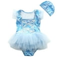thumbnail image 1 of Toddler Girls Swimsuits Mesh Patchwork Ruffle Flying Sleeve One Piece Tutu Summer Kids Bathing Suit, 1 of 8