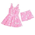 thumbnail image 1 of Toddler Girls Swimsuits Swim Dress with Shorts Sleeveless Cartoon Printing Beach Bathing Suit Swimwear Size 3-4T, 1 of 9