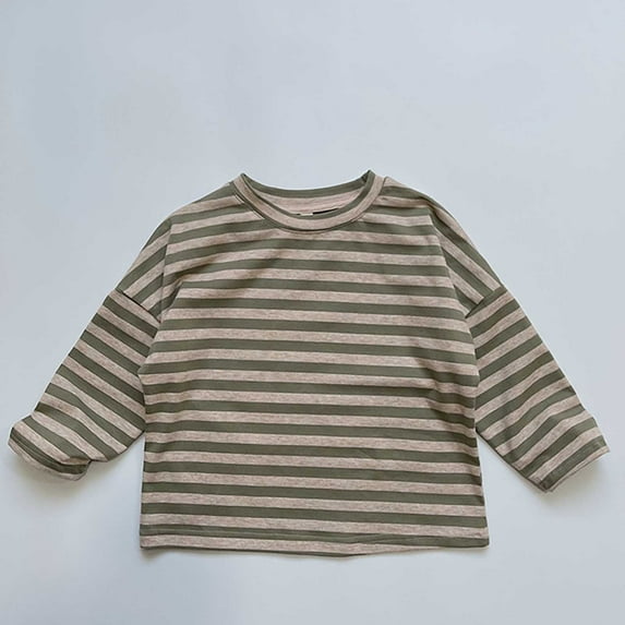 Toddler Girls T Shirt Boys Long Sleeve Striped T Shirt Girls Crew Neck Basic Tees Fall Tops Boys 18-24 Months Shirts