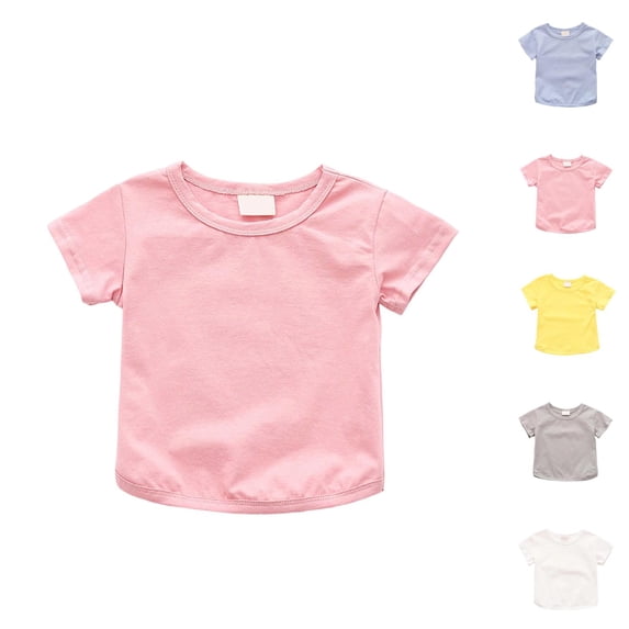 Toddler Girls T Shirt Crew Neck Short Sleeve Basic Plain Cute Everyday Summer Shirts Tees (18M-6Y)