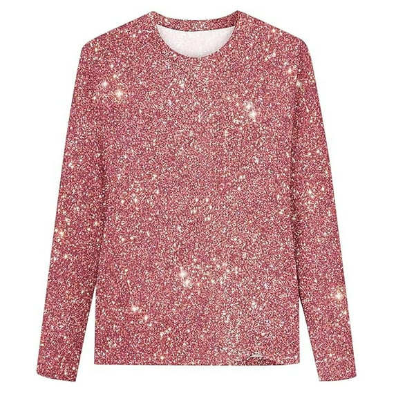 Toddler Girls T Shirt Long Sleeve Sequin Printed Sweater Round Flash Monochrome Long Range Spring Summer Girls' Tops, Tees & Blouses Size 4-5T,Pink