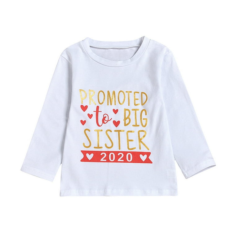 Toddler Girls T-Shirt Promoted to Big Sister Letters Print Kids