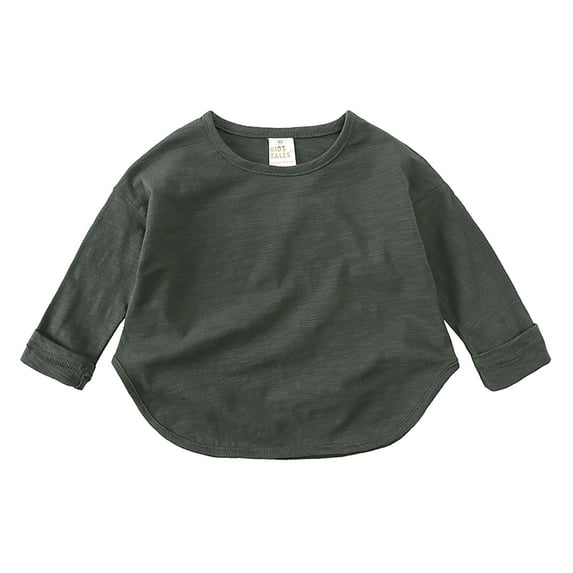 Toddler Girls T Shirt Solid color Long Sleeve Grey Shirt Crewneck Tee Cotton Casual Kids Sweatshirt Boys Size 2-3 Years Shirts Cute&nbsp;Boy Girl&nbsp;Clothing