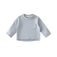 thumbnail image 1 of Toddler Girls T Shirt with Pocket Blue Long Sleeve T Shirts Girls Basic Crewneck Tops Fall Clothes Shirts for Kids Girls 2-3 Years, 1 of 3