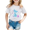 thumbnail image 1 of Toddler Girls T-Shirts Fish Tail Printing Round Neck Short Sleeve Multicolor Tee Summer Children Girl School Home Casual Comfortable Everyday Wear T-Shirts，6 -7 Years, 1 of 3