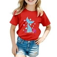 thumbnail image 1 of Toddler Girls T-Shirts Fish Tail Printing Round Neck Short Sleeve Multicolor Tee Summer Children Girl School Home Casual Comfortable Everyday Wear T-Shirts，6 -7 Years, 1 of 3