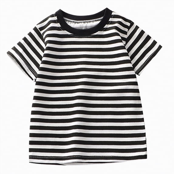 Toddler Girls T Shirts Grid/Stripe Short Sleeve Shirt for Girls 0-24 Months 2t 3t 4t 5t 6t 7t Soft Cotton Tees Kids T shirts Clothes Summer Tops T-Shirt Gibobby,18-24 Months,Black