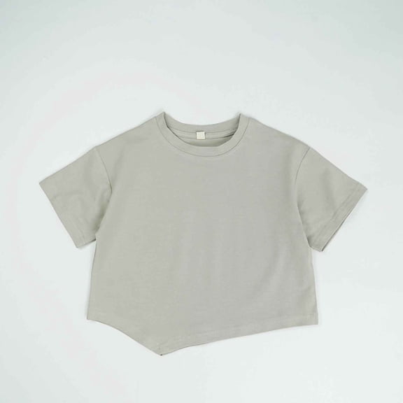 Toddler Girls T Shirts Light Gray Printed Short Sleeve Shirts for Girls Toddler Summer Outfits Round Neck Girl Outfits 2-3 Years