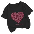 thumbnail image 1 of Toddler Girls T-Shirts Love Printed Round Neck Short Sleeve T-Shirt Summer Minimalist Trendy Casual Wear Cute Children Girls T-Shirts，8 -9 Years, 1 of 3