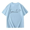thumbnail image 1 of Toddler Girls T Shirts Short Sleeve Kids Letter Printed Summer Oversized Tops Boys Blue T Shirt Tee Shirt for Girls 4T, 1 of 5