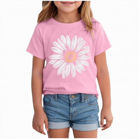 Toddler Girls T-Shirts Short Sleeve Shirt for Girls 0-24 Months 2t 3t 4t 5t 6t 7t Cotton Tees Kids Tshirts Clothes Summer Tops Gibobby,13-14 Years,Pink