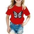 thumbnail image 1 of Toddler Girls T-Shirts Summer Butterfly Printed Round Neck Short Sleeve Multicolor Tee Children Girls Comfort Style Athleisure Playtime And Outdoor T-Shirts，9 -10 Years, 1 of 4