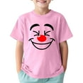 thumbnail image 1 of Toddler Girls T-Shirts Summer Clown Smiley Face Printinground Neck Short Sleeve Multicolor Tee Children Girls Comfort Style Athleisure Playtime And Outdoor T-Shirts，8 -10 Years, 1 of 4