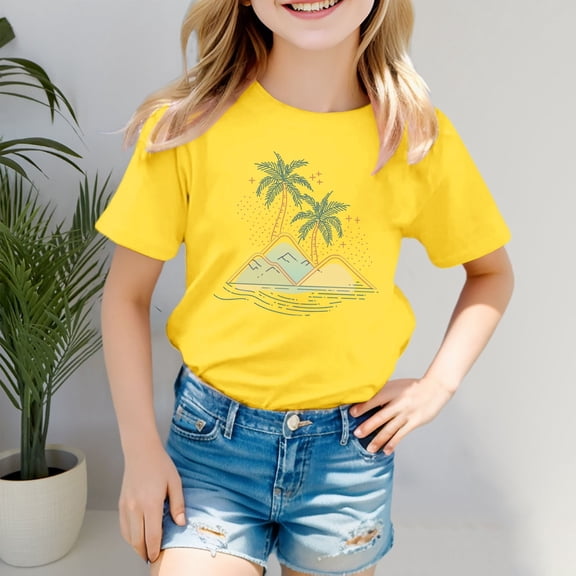 Toddler Girls T Shirts Summer Girls Short Sleeve Tops Loose Soft Teen Summer Clothes Girl Shirts 12-18 Months Cute Girl Clothing