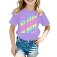 thumbnail image 1 of Toddler Girls T-Shirts Summer Gradient Letter Printed Round Neck Short Sleeve Multicolor Tee Children Girls Comfortable Style Loungewear T-Shirts，1 -2 Years, 1 of 3