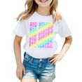 thumbnail image 1 of Toddler Girls T-Shirts Summer Gradient Letter Printed Round Neck Short Sleeve Multicolor Tee Children Girls Comfortable Style Loungewear T-Shirts，6 -7 Years, 1 of 3