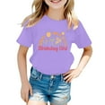 thumbnail image 1 of Toddler Girls T-Shirts Summer Letter Flower Printed Round Neck Short Sleeved Multicolor Tee Fasion Soft Casual Party School Children Girls T-Shirts，8 -9 Years, 1 of 3