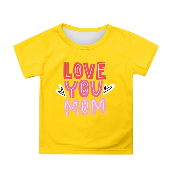 Toddler Girls T-Shirts Summer Mother'S Day Letter Printed Round Neck Short Sleeved T-Shirt Kids Girls Trendy Loose Comfortable T-Shirts,10 -11 Years