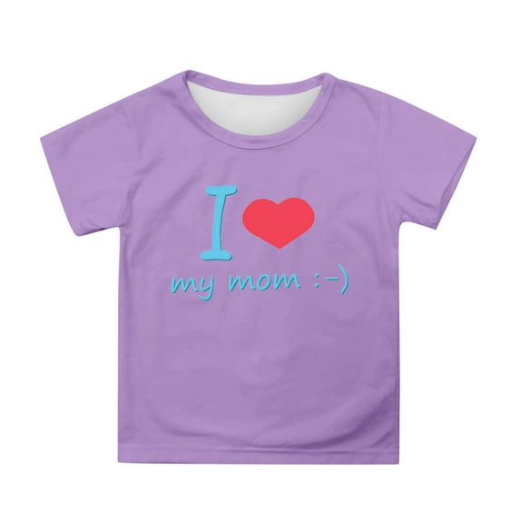 Toddler Girls T-Shirts Summer Mother'S Day Letter Printed Round Neck Short Sleeved T-Shirt Kids Girls Trendy Loose Comfortable T-Shirts,6 -7 Years