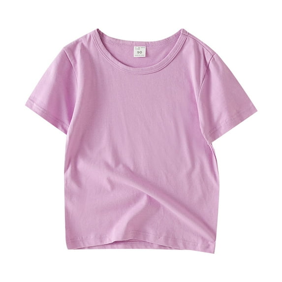 Toddler Girls T-Shirts Summer Solid Color Loose Fit Design Casual Short Sleeve T Shirt Tee Blouse Purple Athletic Performance Clothing 6-7T
