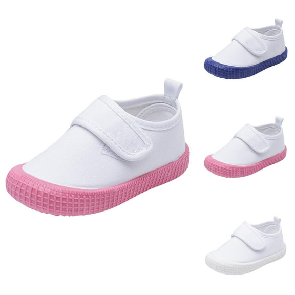 Toddler Girls T-Strap Canvas Sneakers for Little Kids Classical Comfortable Canvas Flats Non- Mary Jane shoes Casual Canvas Sneaker for Girls