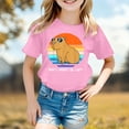thumbnail image 1 of Toddler Girls T-shirt Capybara Printed Short Sleeve Crew Neck Casual Summer Graphic Tee, 1 of 3