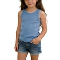 thumbnail image 1 of Toddler Girls Tank Tops - Ribbed Sleeveless Crew Neck Summer Tanks for Girls Lightweight Casual Slim Fitted Racerback Tank Tops Tees Shirts, Blue, 12 Months, 1 of 8