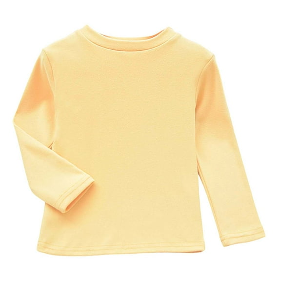 Toddler Girls Thermal Shirt Yellow Long Sleeve Shirt Girls Turtleneck Casual Basic Tees Fall Clothes Tops for Girls 3-4 Years