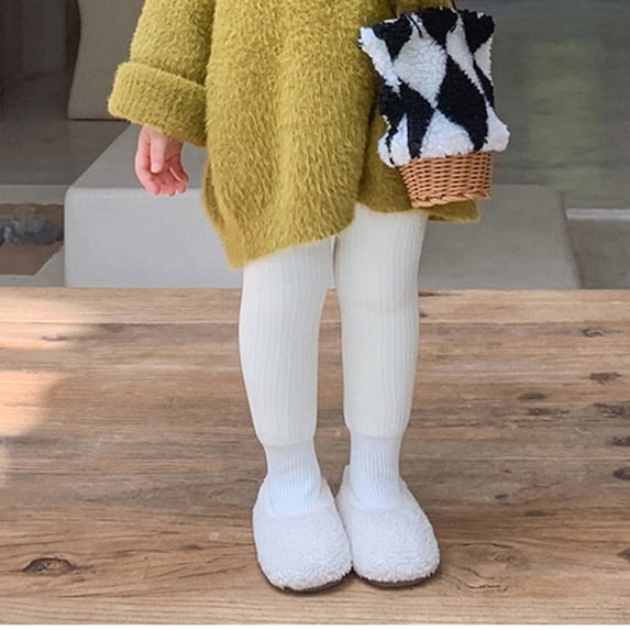 Toddler Girls Thick Cable Knit Tights Non- Cotton Footed Seamless Pantyhose Winter Warm Thick Stockings School Tights for Birthday Gifts