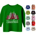 thumbnail image 1 of Toddler Girls Three Quarter Sleeve Shirts Crewneck Tops Christmas Print Casual Top Size 3-4T ,Green, 1 of 5