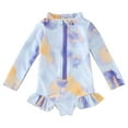 thumbnail image 1 of Toddler Girls Tie Dye One Piece Swimsuit Long Sleeve Ruffle Bathing Suit Kids Colorful Printed Rash Guard Swimwear Ruffled Monokini Beachwear 18M-6Y, 1 of 7