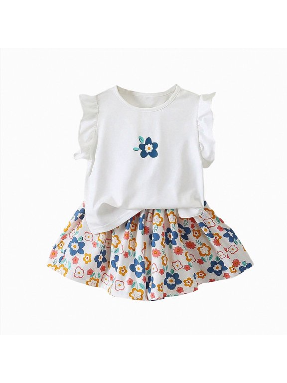 Toddler Girls Toddler Girls Summer Outfits Short Sleeve Button Up T Shirt Tops Casual Shorts Sets Baby 2t 3t 4t 5t Clothes Toddler Girls Summer Outfits 2pc 6t 7t Children,Lightweight(White,1-2 Years)