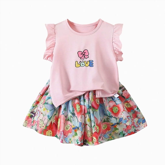 Toddler Girls Toddler Girls Summer Outfits Short Sleeve Button Up T Shirt Tops Casual Shorts Sets Baby 2t 3t 4t 5t Clothes Toddler Girls Summer Outfits 2pc 6t 7t Children,Lightweight(Pink,5-6 Years)