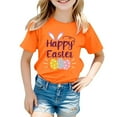 thumbnail image 1 of Toddler Girls Tops & T-Shirts Children's Easter Bunny Print Round Neck Loose Short Sleeve Fashion Casual Comfortable Tshirts Holiday Wear,Orange,12-13 Years, 1 of 4