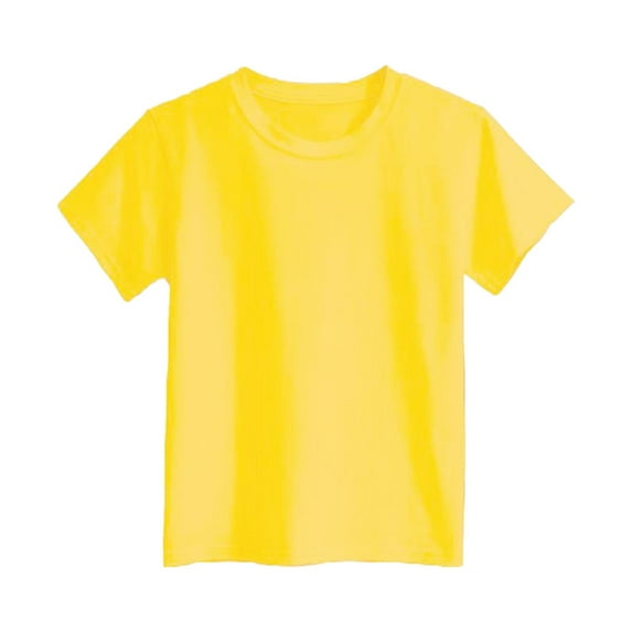 Toddler Girls Tops & T-Shirts Children's Solid Color Round Neck Short Sleeve Fashion Loose T Shirts Daily-Wear,Yellow,8-9 Years