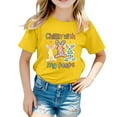 thumbnail image 1 of Toddler Girls Tops & T-Shirts Kids Easter Bunny Graphic Loose Fit Casual Short Sleeve Pullover T Shirts Activewear,Yellow,4-5 Years, 1 of 4