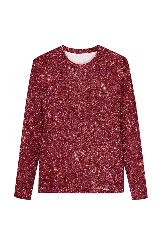 Toddler Girls Tops & T-Shirts Long Sleeve Sequin Print Sweater Children Round Flash Monochrome Long Range Spring Summer Pullover Tshirts Outwear,Red,6-7 Years