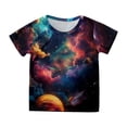thumbnail image 1 of Toddler Girls Tops & T-Shirts Short Sleeve Starry Sky Print Print Casual Tee Shirts Sportwear,Black,4-5 Years, 1 of 4