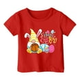 thumbnail image 1 of Toddler Girls Tops & T-Shirts Summer Happy Easter Bunny Kids Crew Neck Short Sleeve Tshirts Holiday Wear,Red,6-7 Years, 1 of 4