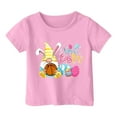 thumbnail image 1 of Toddler Girls Tops & T-Shirts Summer Happy Easter Bunny Kids Crew Neck Short Sleeve Tshirts Outwear,Pink,12-13 Years, 1 of 4