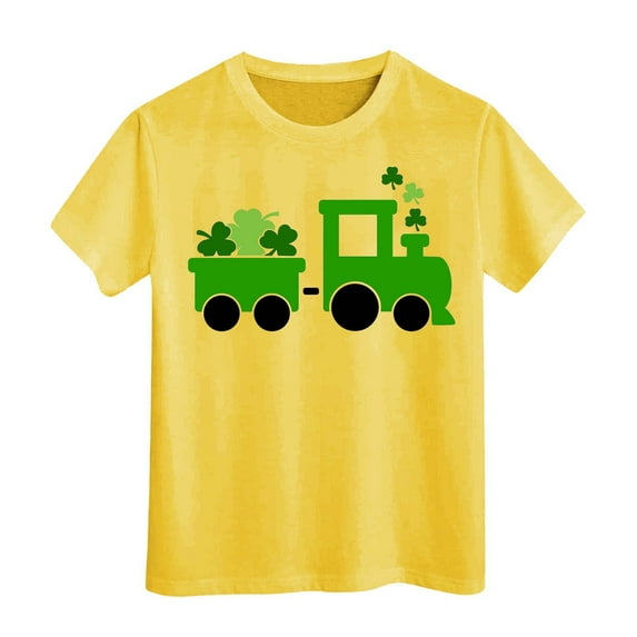 Toddler Girls Tops & T-Shirts Summer St. Patrick's Day Crew Neck Short Sleeve Casual Basic T Shirts Daily-Wear,Yellow,8-9 Years