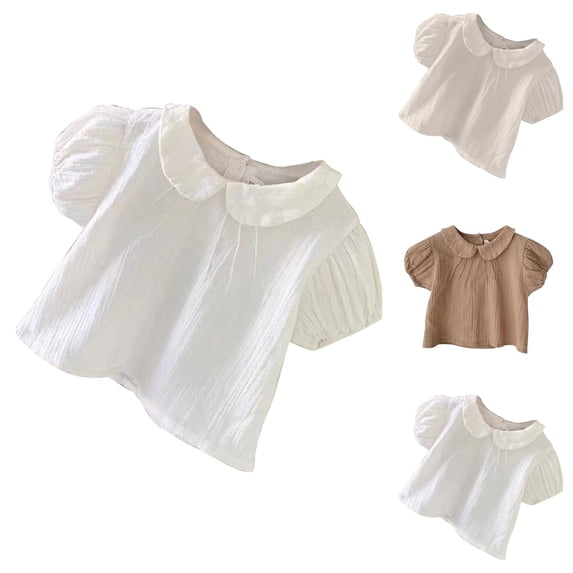 Toddler Girls Tops and Baby Blouses Short Sleeve Cute Casual Outfit Sweet Versatile Summer Shirt for 0 3 Years
