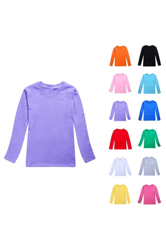 Toddler Girls Tops and Boys Autumn Long Sleeve Solid Prints T Shirt Casual Comfortable Shirts for Transitioning Seasons