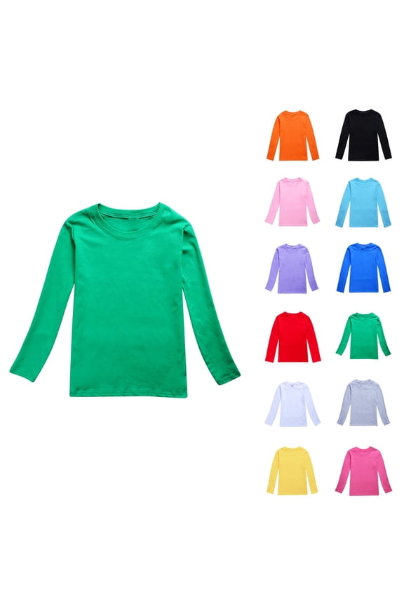 Toddler Girls Tops and Boys Autumn Long Sleeve Solid Prints T Shirt Casual Comfortable Shirts for Transitioning Seasons