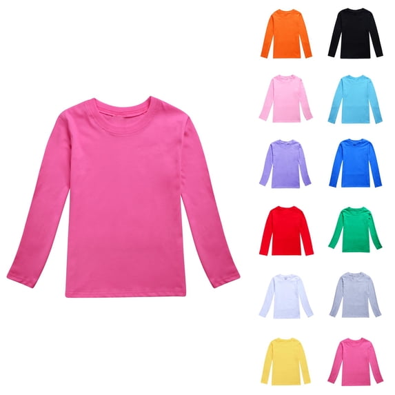 Toddler Girls Tops and Boys Autumn Long Sleeve Solid Prints T Shirt Casual Comfortable Shirts for Transitioning Seasons