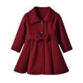 thumbnail image 1 of Toddler Girls Trench Coat Wool Lapel Long Dress Coat Girls Peacoat Jacket Double Breasted Faux Fur Jacket Overcoat, 1 of 8