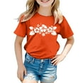 thumbnail image 1 of Toddler Girls Tshirts Flower Print Round Neck Short Sleeve Top Kids Girls Everyday Wear Stylish Comfortable Tees，3 -4 Years, 1 of 3