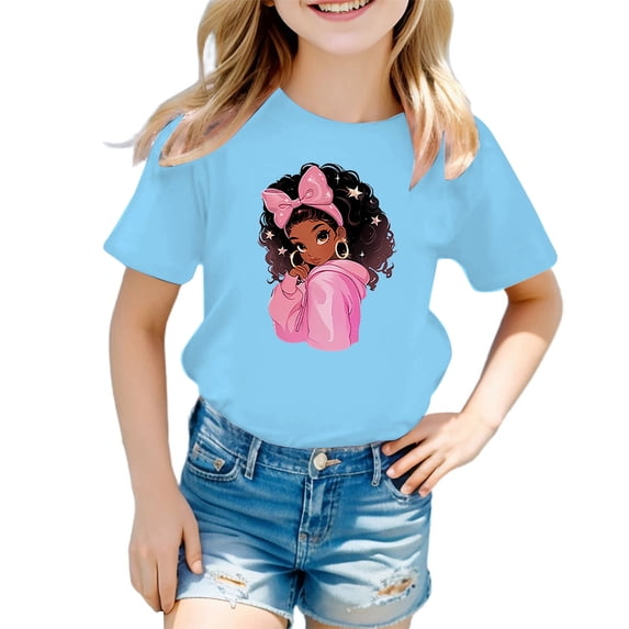 Toddler Girls Tshirts Kid Cute Print Graphic Round Neck Short Sleeve Casual Basic Tees Size 3-4T