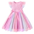 thumbnail image 1 of Lanbubble Toddler Baby Girls Rainbow Tutu Dresses Tulle Dress Party Princess Sequins Sundress Ruffle Sleeveless Pink 2-3 Years, 1 of 11